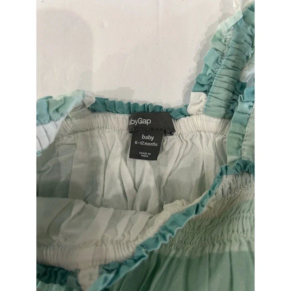 Baby GAP Striped Toile Summer Dress Baby Girls 6-12‎ Months Blue Smocked Beach